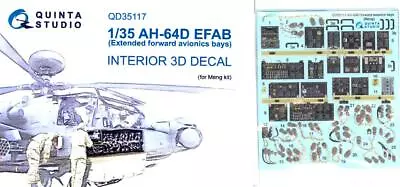 Quinta Studios 1/35 BOEING AH-64D EFAB APACHE 3D DECAL COLORED INTERIOR SET Meng • $16.99