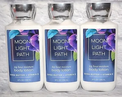 3 BATH & BODY WORKS MOON LIGHT PATH 24 HOUR MOISTURE BODY LOTION~8 Oz~ NEW~RARE! • $34.99