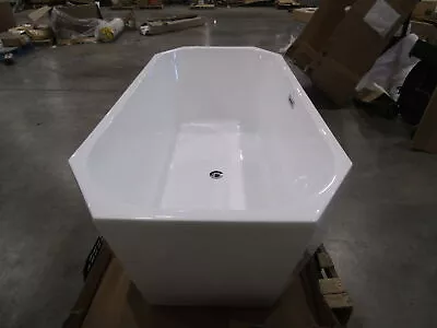 Streamline 67  White Acrylic Freestanding Contemporary Soaking Tub And Wood Tray • $579.99