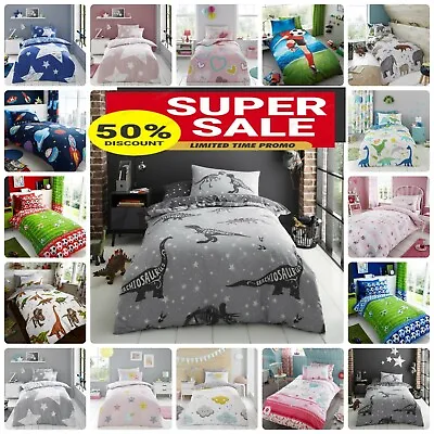 £12.99 • Buy Kids Duvet Cover Children Reversible Quilt Bedding Boys Girls Single Bed Set