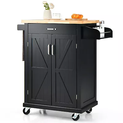 Rolling Kitchen Island Cart On Wheels W/shelves Trolley Cart Dining Service • $999