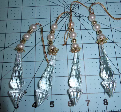 Lot 4 Clear Acrylic Plastic Beaded Prisms Icicle Christmas Tree Ornaments 5  • $16.75