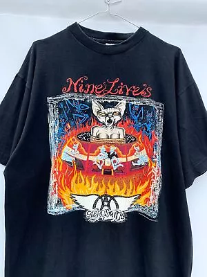 1997 Vintage Aerosmith Nine Lives Tour Cotton Black Unisex T-shirt  VN1608 • $16.99