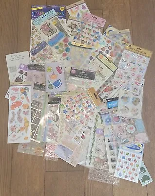 QTY 40 1 LB Stickers Flowers Butterflies Birds Hearts Buttons Borders Star LOT A • $19.99