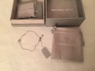 Michael Kors Silver Plated  Diamond Cubic Zirconia Bracelet New Box 100% Authent • £51.90