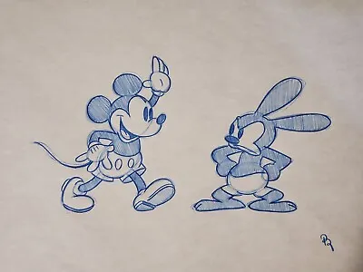 Disney Mickey Mouse Oswald The Lucky Rabbit Drawing/sketch Character Art • $50