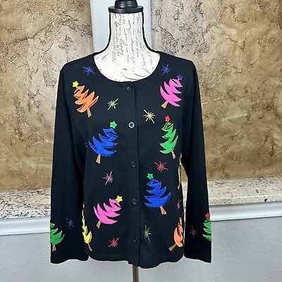 Michael Simon Light Vibrant Christmas Tree Shirt Top Blouse Colorful Size Medium • $28.83