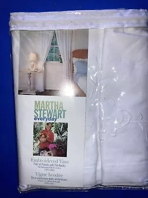 Vintage Martha Stewart Pair Of Panels W/ Tie Backs 80”W X 63” L Embroidered Vine • $35