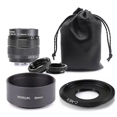 Fujian 35mm F/1.7 CCTV Cine Lens For Sony NEX E-mount Camera & Lens Hood & Bag • $25.32