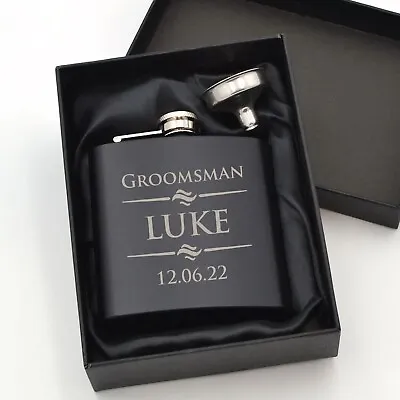 £12.25 • Buy Personalised Best Man Hip Flask Engraved 6oz Flask Groomsman Wedding Gift Ideas