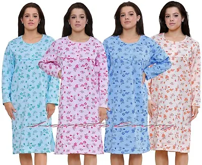 Warm Thermal Nightie Long Sleeve Thick Fleece Floral Long Nightdress Nightwear. • £14.95