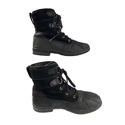UGG Winter Duck Boots Womens 8.5 Black Azaria Suede Lace Up Ankle Top 1017380 • $60