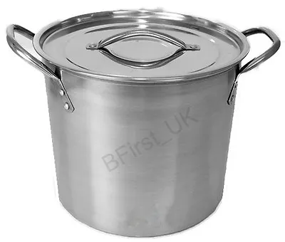 £19.99 • Buy Deep Stainless Steel Stock Soup Pot Pan Saucepan Cooking Stew Catering Casserole