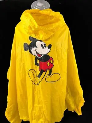 LOT 2 Disney Rain Ponchos Mickey Mouse Yellow Adult Size Hood Vinyl • $18.99