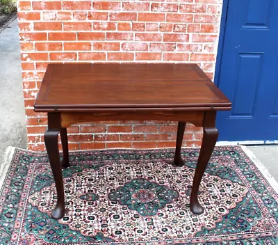 English Antique Mahogany Fold Leaf William & Mary Style Game Table • $1600