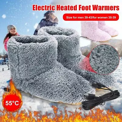£9.59 • Buy Winter USB Warmer Foot Shoes Plush Warm Electric Slippers Feet Heated Washable
