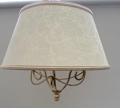 Elegant Brass Style Ceiling Light Fitting With Cream Braided Damask Shade • £29.99