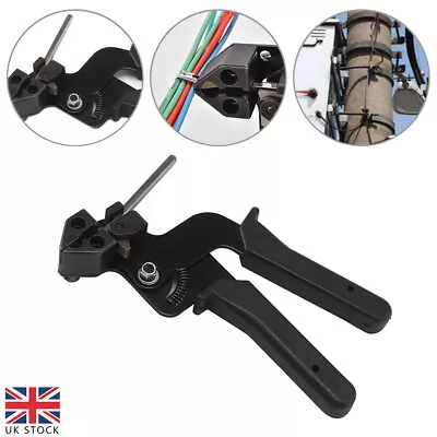 Metal Cable Tie Fasten Gun Pliers Crimper Tensioner Stainless Steel Cutter Tool • £16.73