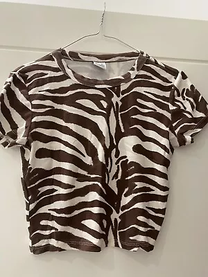 Bershka Brown Zebra Print Baby Tee • £8