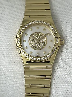 OMEGA Constellation Diamond Bezel Ladies Watch 18ct Gold Quartz 25mm 1970.11 • £8070.25
