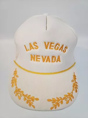 Las Vegas Nevada Casino Captain Trucker Hat Mesh SnapBack Gold Foam Back Vintage • $15.32