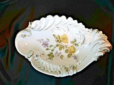 Antique C. Tielsch Germany Hand Painted Porcelain Yellow Roses Serving Dish  • $35