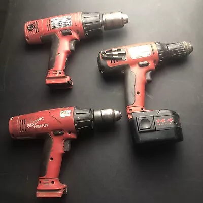 Set Of 3 Milwaukee Cordless Hammer Drill/Driver - Tool Only (FOR PARTS) • $75