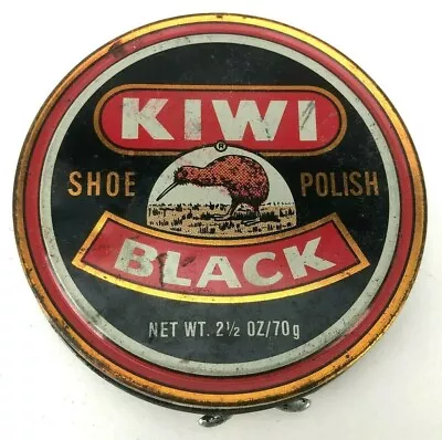 Vintage Shoe SHINE Polish Tin Litho Kiwi Black Made In USA Advertising Case 4x4 • $28.26