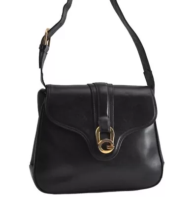 Authentic GUCCI Vintage Shoulder Bag Purse Leather Black 7471I • $154