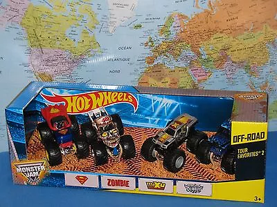 Hot Wheels Monster Jam Tour Favorites #2 Max-d Zombie Superman Digger 4 Pack New • $49.99