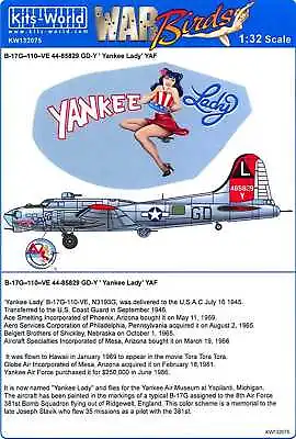 Kits World Decals 1/32 BOEING B-17G FLYING FORTRESS Yankee Lady • $12.99