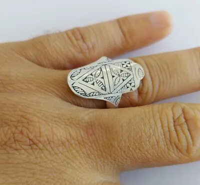 Ring Hamsa Silver Vintage 925 Sterling Hand Size Moroccan  And Handmade Filigree • $25