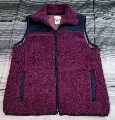 J.Crew Womens Plum Purple Sherpa Fleece Vest Full Zip Size XS GORGEOUS SMOKEFREE • $24.50