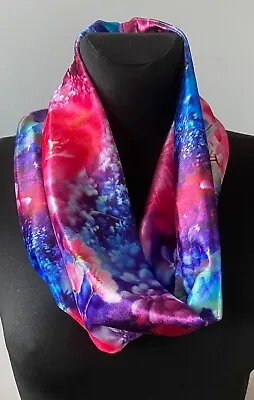 Handmade Multicolour Floral Velvet Infinity Scarf Cowl Snood Neck Warmer • £8.49