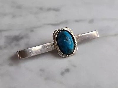 Mens Vintage Estate Sterling Silver Southwestern Turquoise Tie Clip 4.7g E7321 • $40