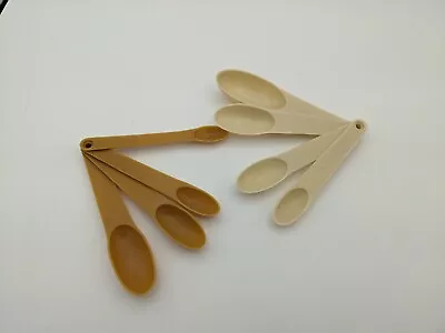 Vintage Plastic MEASURING Spoons 2 Set 4 Each Cream Hong Kong And Tan Mixed Set • $9.99