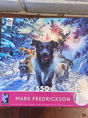 NEW Ceaco Mark Fredrickson WINTER BLACK LAB RACCOON RABBIT DEER 550 Piece Puzzle • $5.95