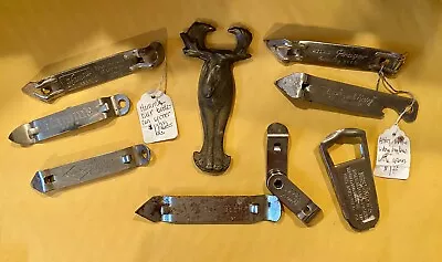 9 Bottle Openers. Grain Belt (2) Hamms (2) Atlas Prager Esslinger A Moose & • $15