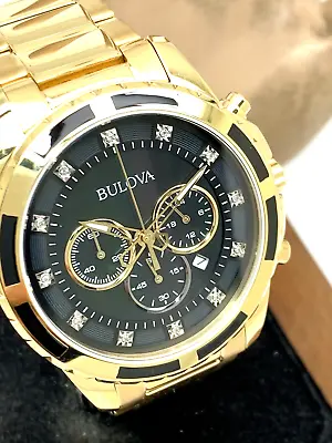 Bulova Men's Watch 97D121 Chronograph Gold Tone Stainless Steel Diamond Dial  • $179.93