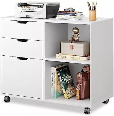  3-Drawer Wood File Cabinet Mobile Lateral 15.7 D X 31.3 W X 24.7 H White • $133.28