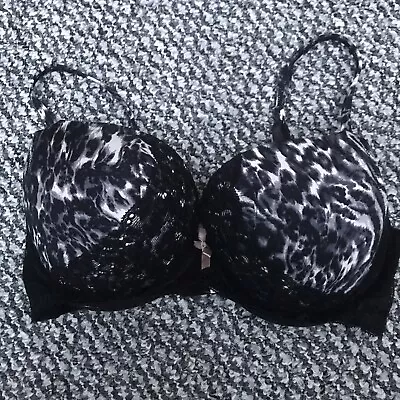 Ladies Marie Meili Black Floral Push Up Padded Bra Size 32C Underwired New • £1.99