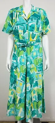 Vintage Carol Anderson Womens Dress Plus Size 14 Maxi Short Sleeve Button Rayon  • $57.88