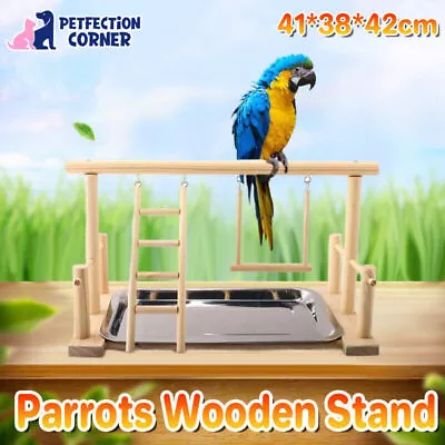 Parrot Play Stand Wooden Bird Playground Ladder Perch Activity Centre Gym AU • $29.93