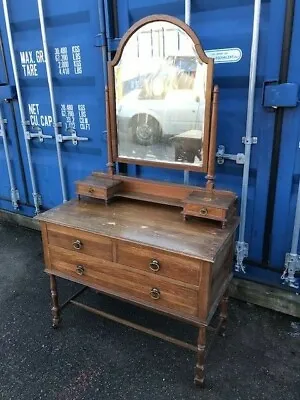 £85 • Buy Old Oak Edwardian Dressing Table With Mirror And Drawers.