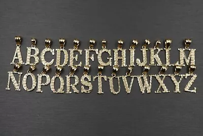 10K Solid Yellow Gold 0.75  Diamond Cut Initial Alphabet Letter Charm Pendant. • $42.99