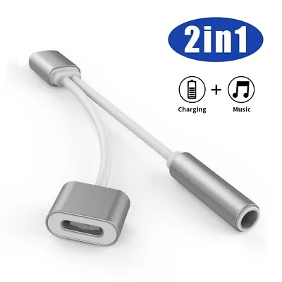 2 In 1 Adapter Cable Dongle For IPhone Male To Female + AUX 3.5mm Audio Jack  • £3.30