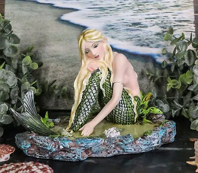 Ebros Young Maiden Mermaid By The Lagoon Statue Nautical Mermaid Figurine 7.25 W • £50.34