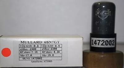 Rare 6SN7GT Mullard Black Base Made In Gt. Britain Amplitrex Tested Qty 1 Pc • $327.65