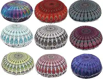 Large Mandala Floor Pillow Round Bohemian Meditation Cushion Cover Ottoman Pouf • $16.17