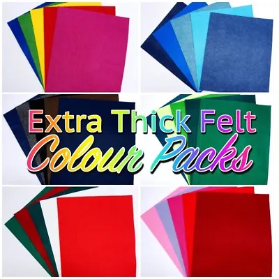 £4.99 • Buy EXTRA THICK FELT 3-4mm Polyester Plain Craft 25cm X 30cm Sheet Mixed Colour Pack